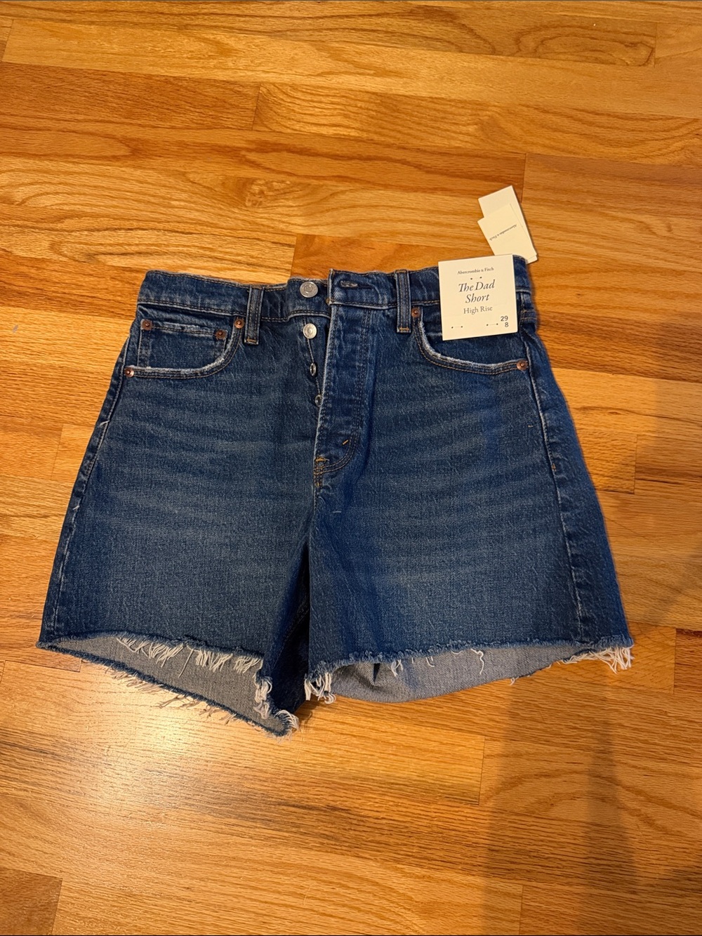 NWT Abercrombie High-Rise Denim Cutoff Shorts - Blue
